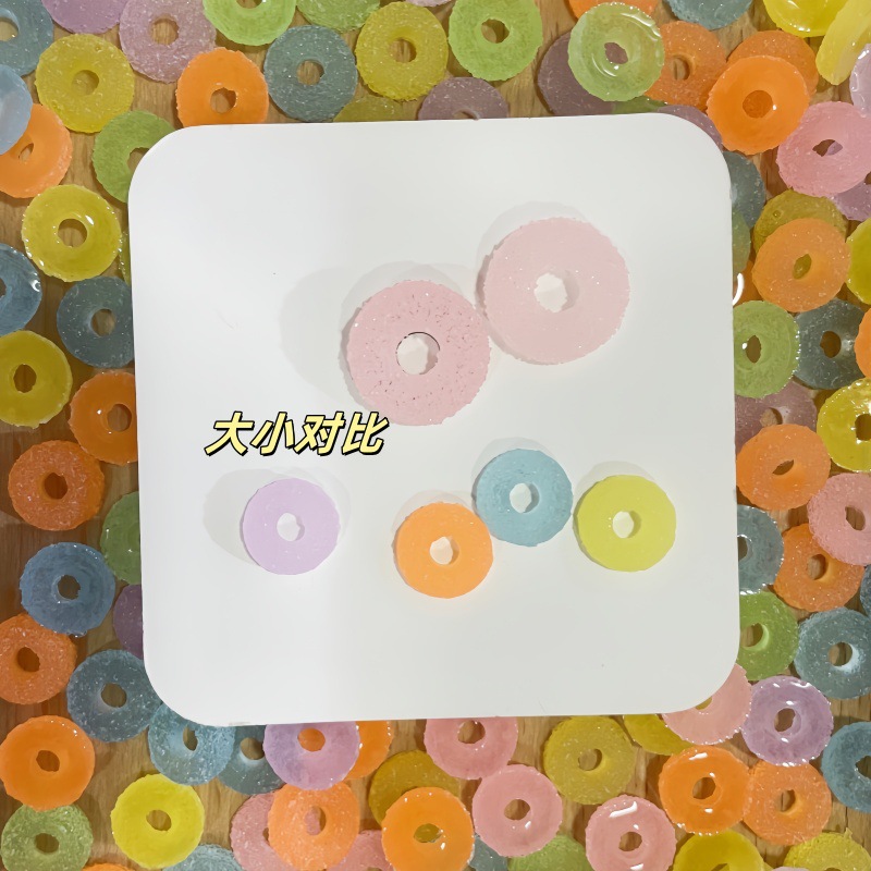 Small-sized sugar doughnut resin simulation doughnut, luminous wearable armor handmade, ball filling, ear stud handmade pic 3
