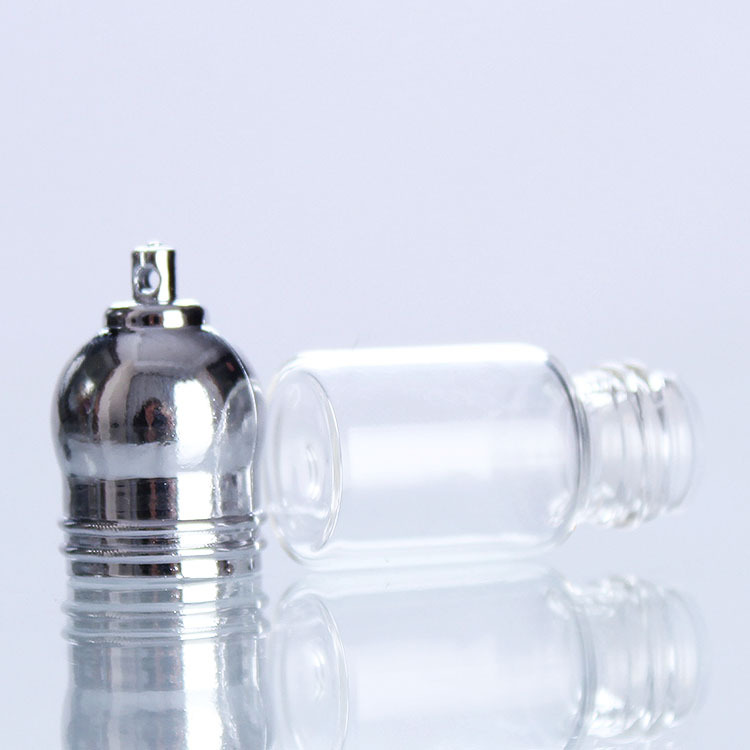 Factory wholesale 16mm diameter gold and silver bright color plastic cap screw mouth mini tube glass bottle pendants pic 5