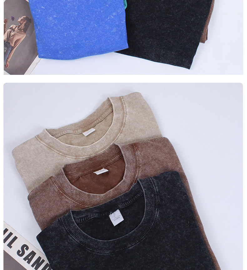 重磅T恤220goversiz短袖跨境落肩定制欧美码宽松纯棉复古水洗做旧详情16