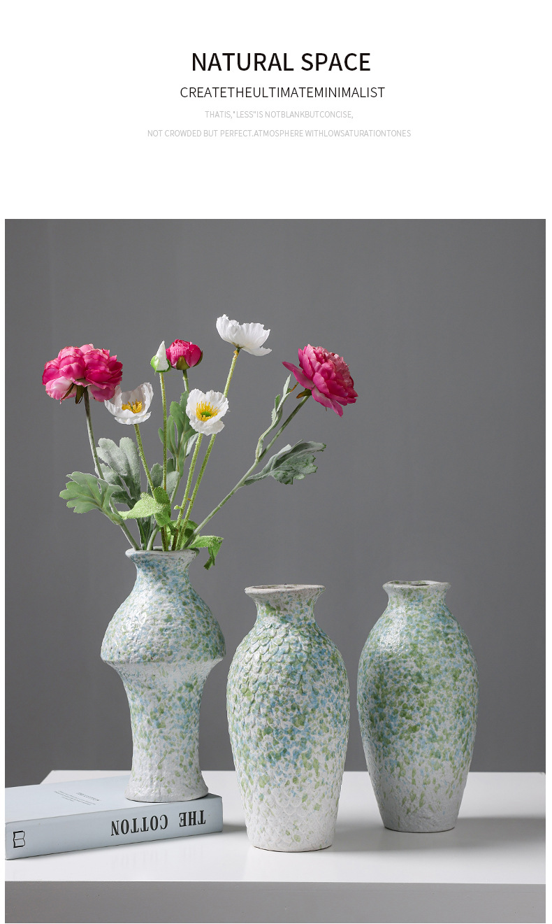 2025 Chinese-style retro ceramic jars, decorative vases, dried flowers, hydroponic, hotel, home, living room, entrance hall, flower arrangement ornaments, a sense of high-end pic 3