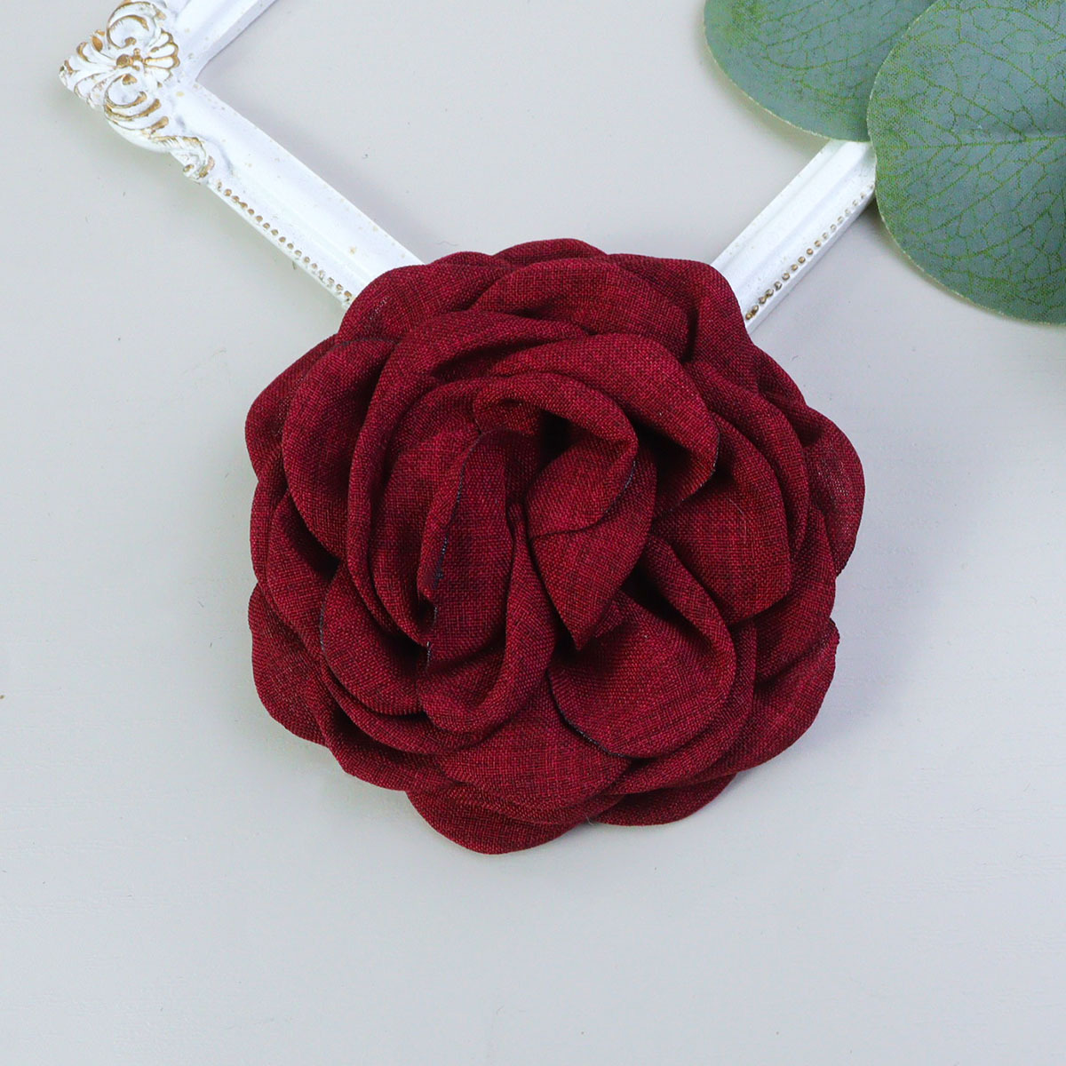 麻布花caro同款玫瑰花立体山茶花服装辅料DIY头花手机壳配饰百搭详情13