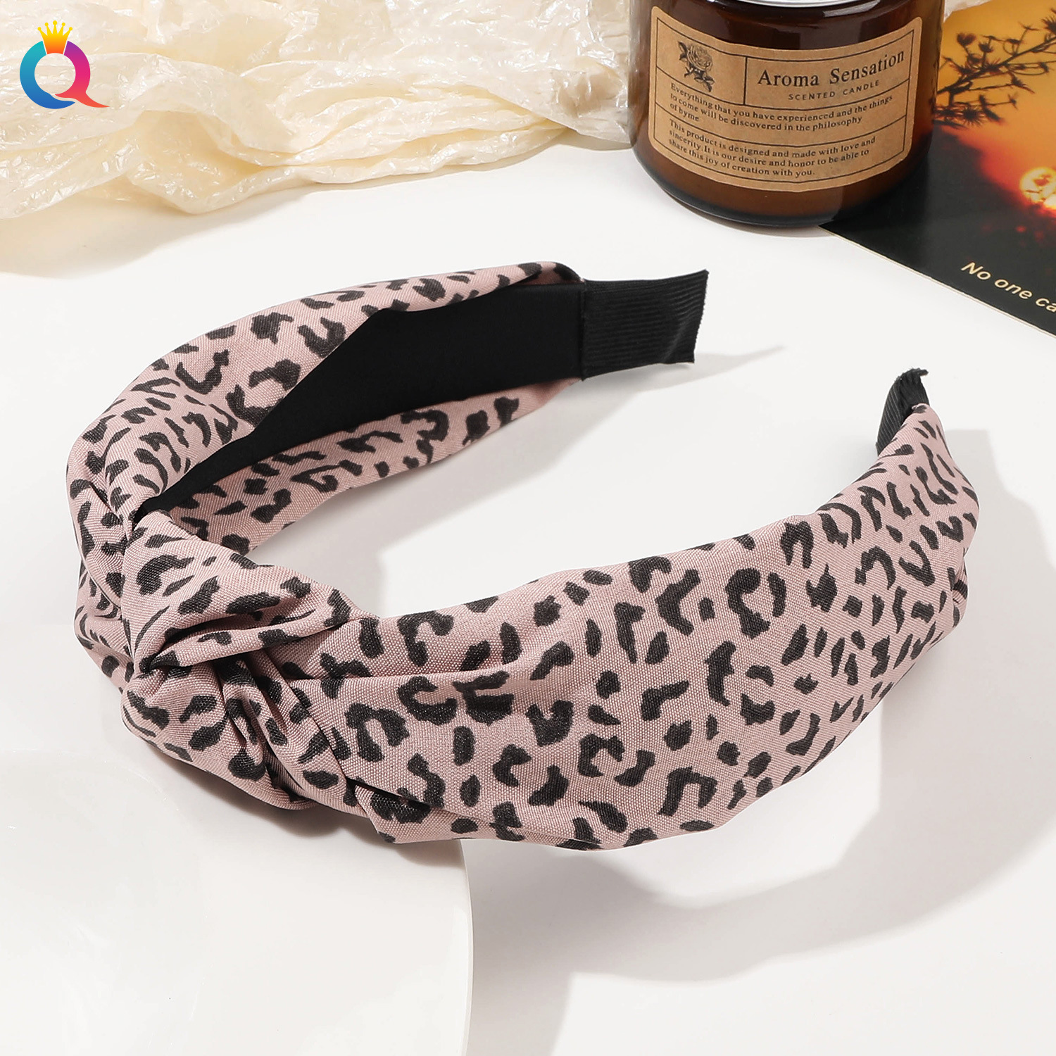 Qiyue Cross-border leopard Print knotted hair band Summer high-end wide-edge simple headband High top hair Hole Hair Accessory wholesale pic 15
