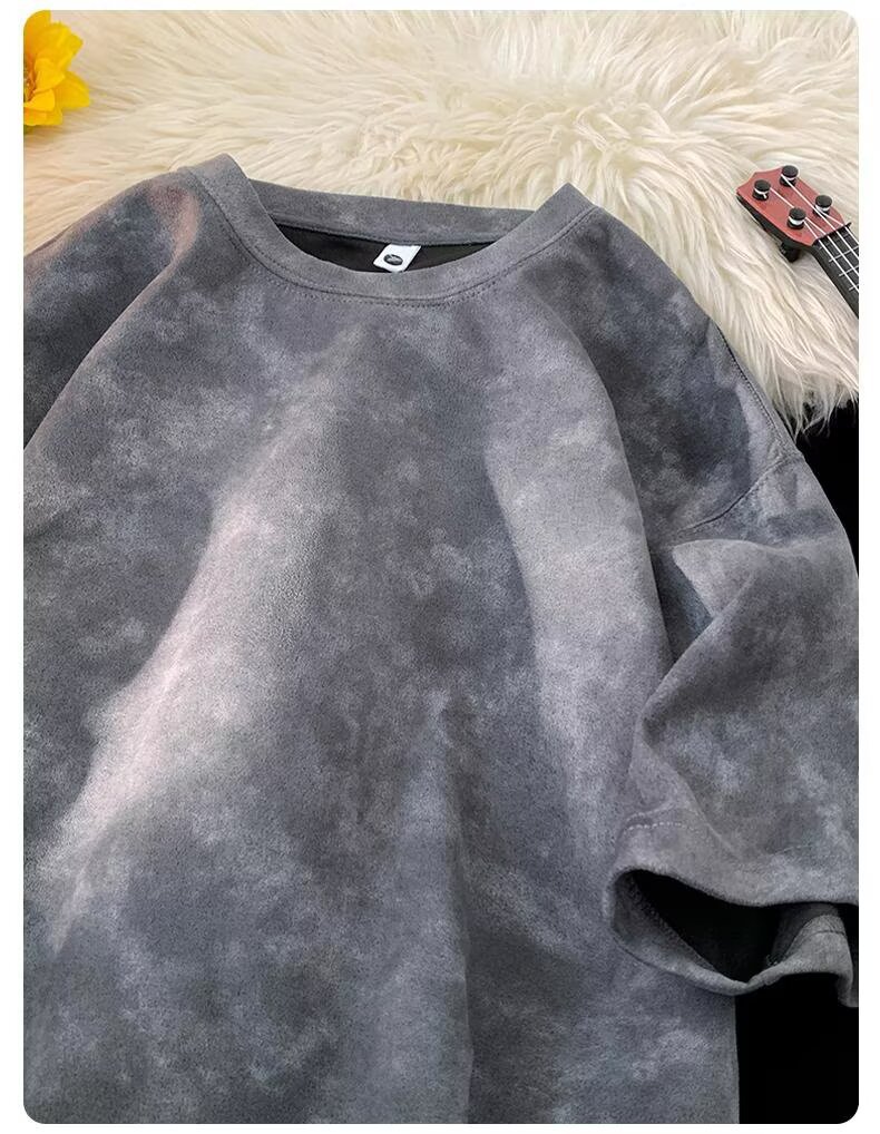 American retro heavy-weight round-neck short-sleeved T-shirt for men's summer fashion brand, hip-hop, cool and stylish loose and casual, tie-dyed dirty top pic 31