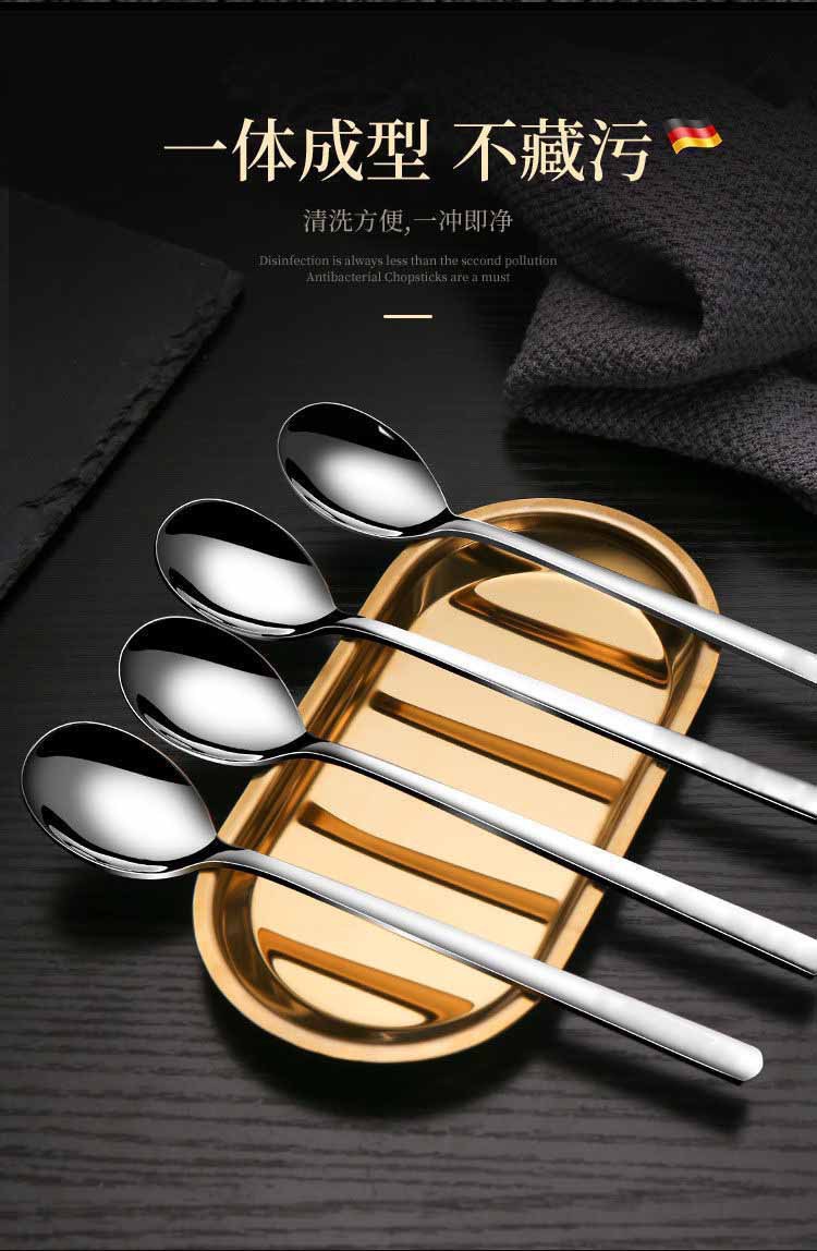 不锈钢勺子高颜值长柄咖啡勺家用搅拌勺西瓜勺甜品勺调羹餐具批发详情4
