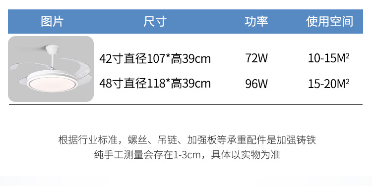 新款隐形风扇灯静音智能吊扇灯全光谱护眼餐厅客厅风扇灯厂家直销详情24