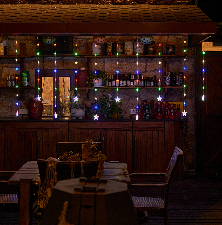 led color lights, flashing lights, string lights, starry sky curtains, balcony decoration, outdoor atmosphere lights, solar star light strings pic 12