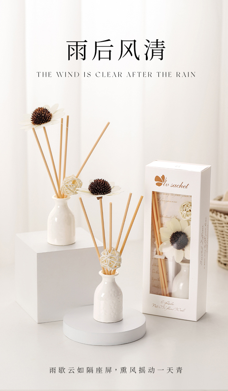 热销薰衣草无火香薰套装可定 藤条陶瓷精油挥发香薰香水厂家批发详情18