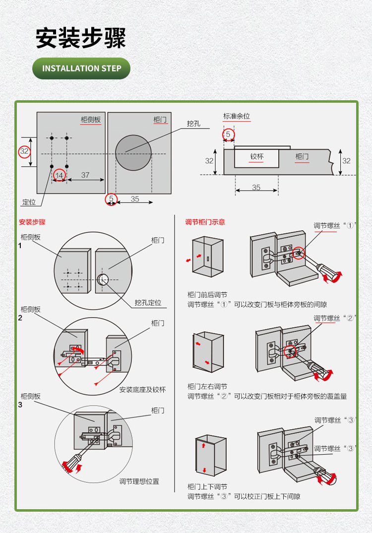 304 stainless steel two-stage force small-angle full damping hinge buffer 35-cup zero-angle thick door panel universal hinge pic 15