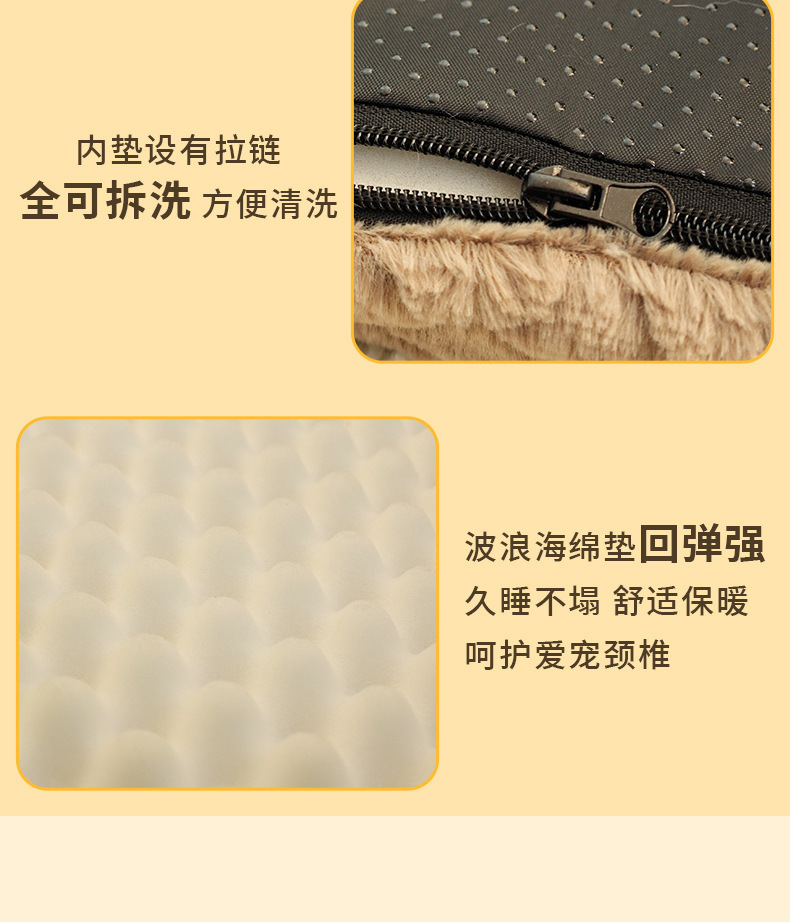 跨境代发可拆洗高回弹海绵狗垫子鸡蛋海绵毛绒保暖宠物垫宠物用品详情11