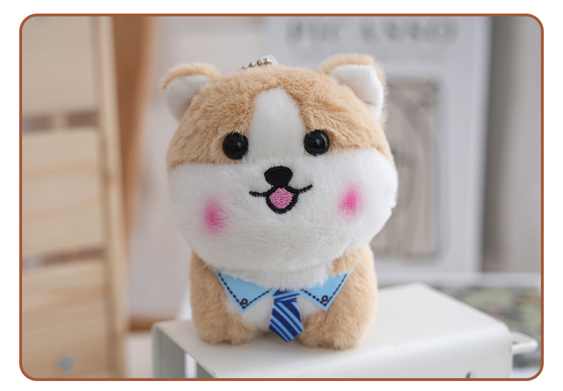 Cute blue tie Shiba Inu plush toy, cartoon tie, Shiba Inu dog figurine, keychain, baby pendant pic 11