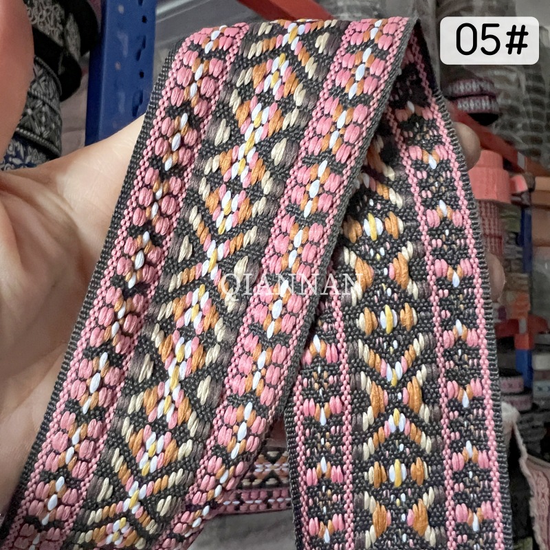 Al por mayor 50mm ancho color poliéster algodón poliéster estilo étnico jacquard correas equipaje y bolsos ropa zapatos y sombreros decoración hecho a mano DIY pic 10