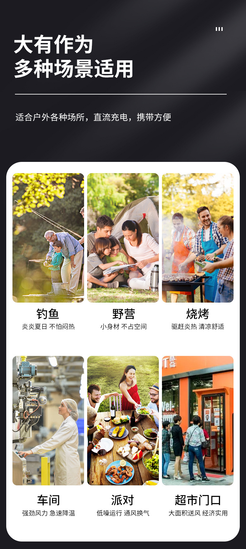 圣帕跨境批发太阳能充电户外交直流AC/DC12V太阳能板 充电冷风机详情4