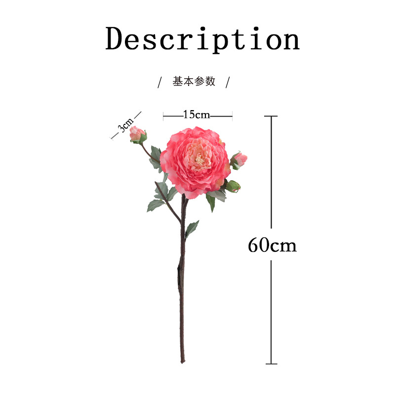 欧式复古仿真花焦边大牡丹假花芍药客厅餐桌花瓶插花绢花摄影道具详情1