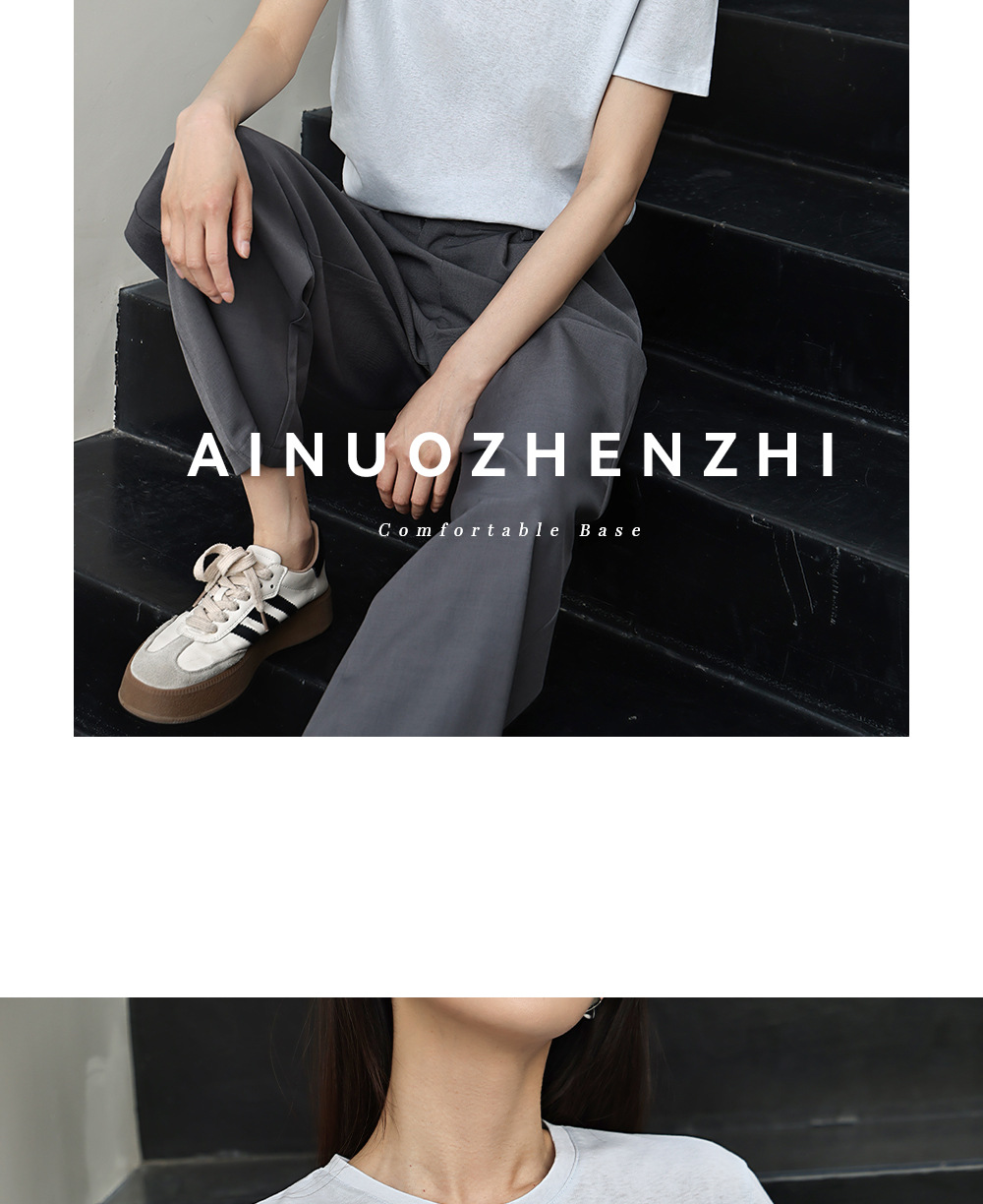 纯色棉亚麻圆领T恤女式春夏季薄款宽松上衣正肩显瘦套头休闲短袖详情38
