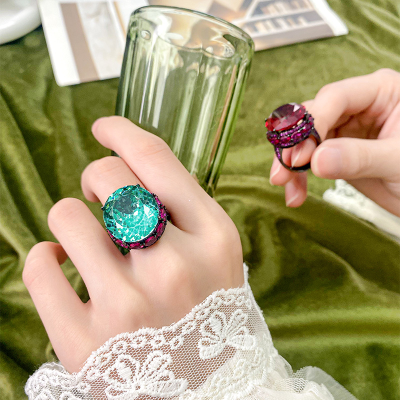 2025新款庄生生珠宝铜底镀金仿真干枯玫瑰轻奢豪镶古戒指石18*20详情11