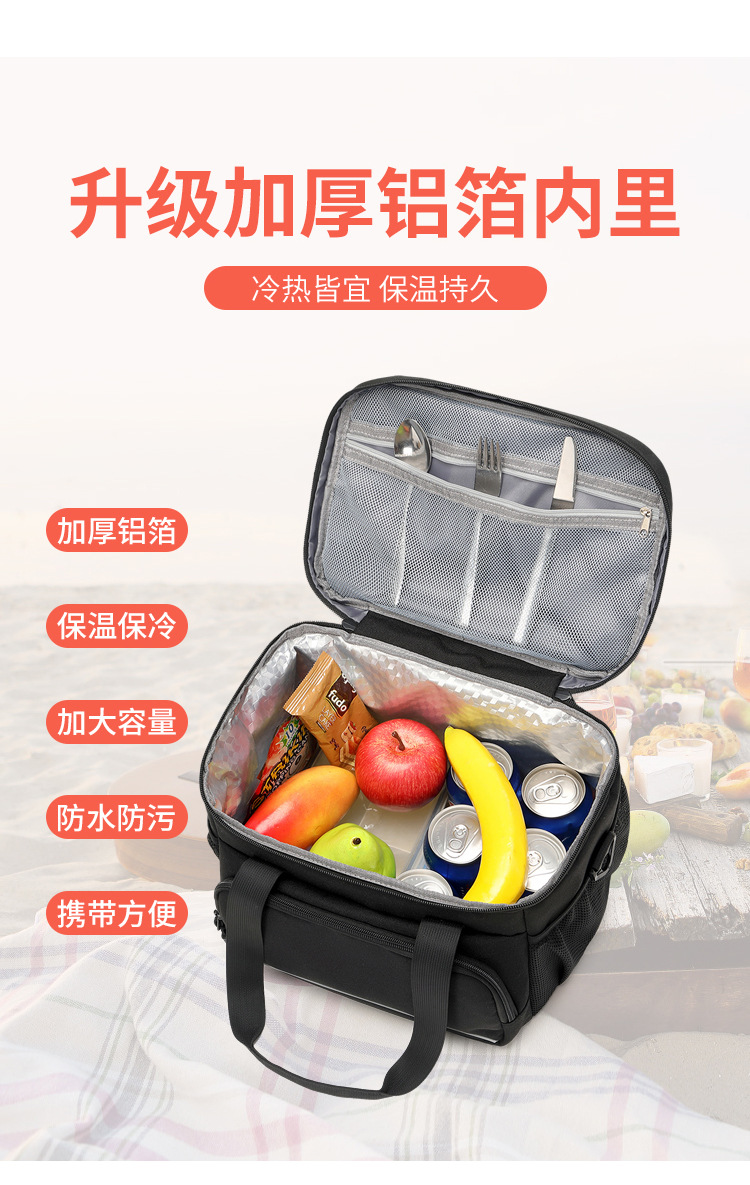 The heat and cold preservation, large-capacity bento handbag, waterproof and stain-resistant lunch box and bento bag are convenient to carry pic 2