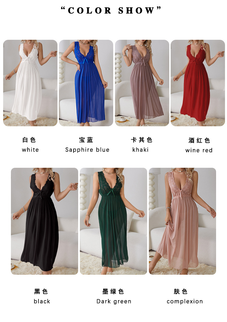 Feiyun Sexy Pajamas Long Fairy Hot Sleeping Dress Sweet Home Wear Set 419 pic 3