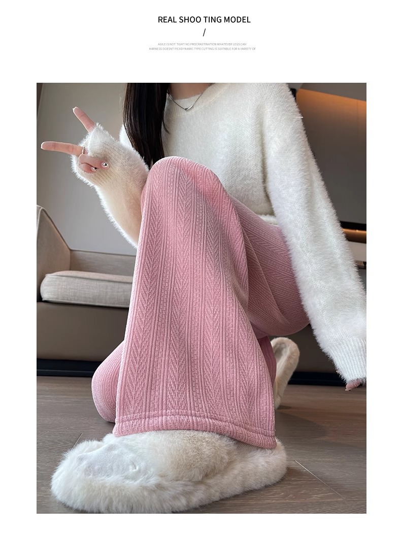 口袋款麦穗雪尼尔阔腿裤女春秋薄款2026新款窄版直筒宽松休闲裤子详情25