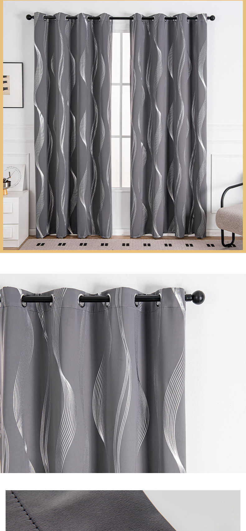 Cross-border Amazon bestseller solid color blackout curtains for heat insulation and sun protection, exclusively for export curtains finished product wholesale pic 5