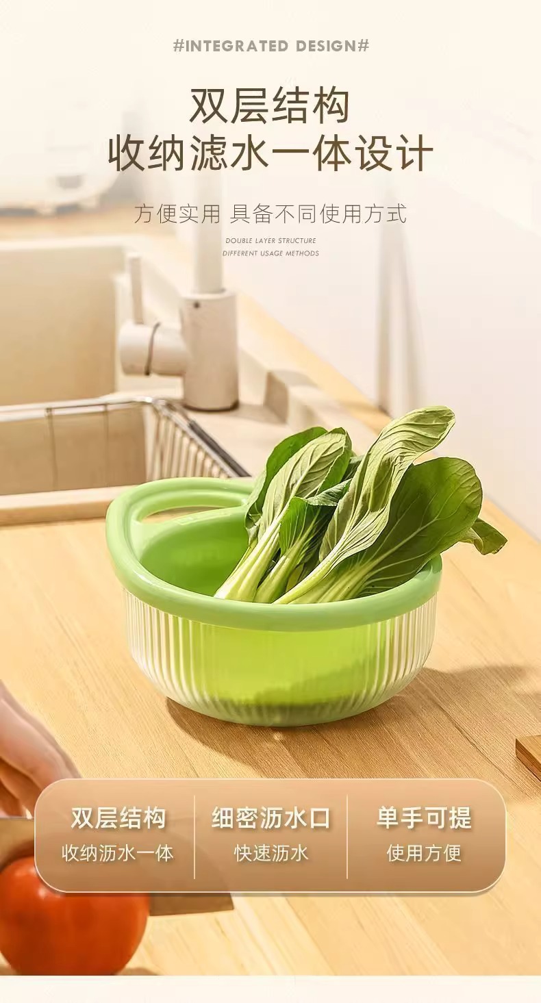 厨房洗菜篮子洗菜篮洗水果蓝双层洗菜盆双层沥水洗菜洗水果蓝批发详情11