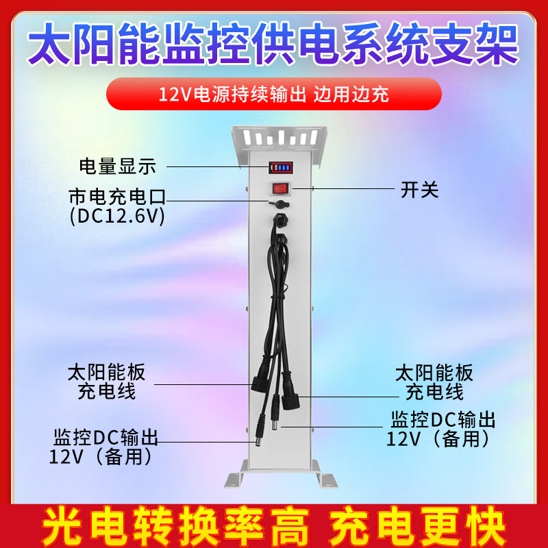 太阳能监控供电系统无电无网户外摄像头供电储能12V锂电池光伏板详情3