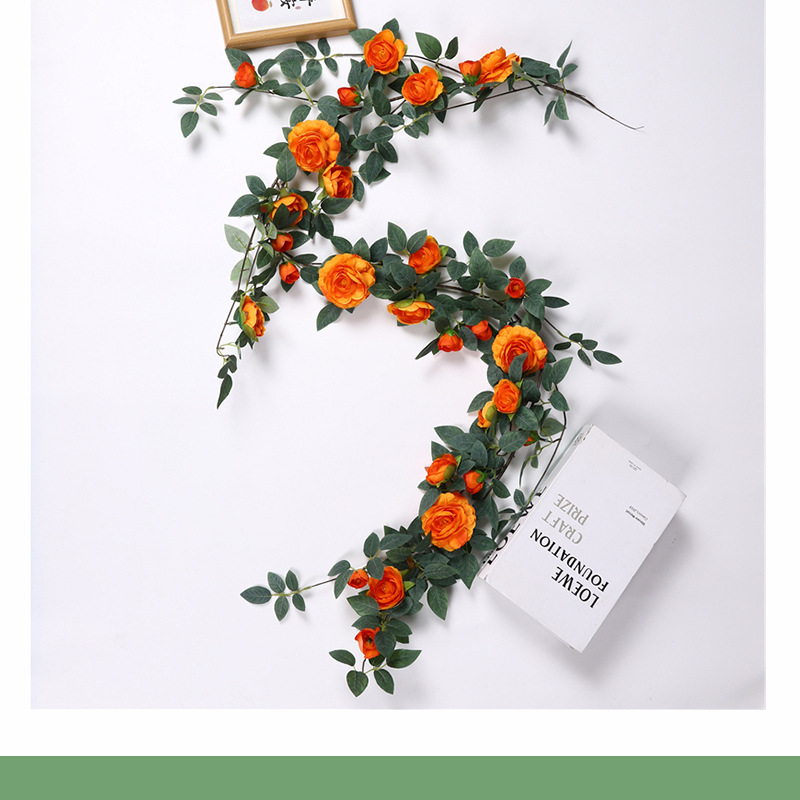 跨境仿真植物壁挂假墙藤蔓蔷薇绿植塑料藤条气氛装饰布置道具用品详情7