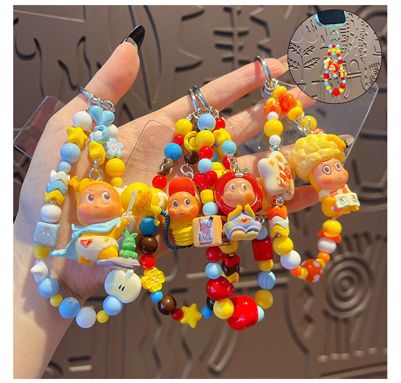 diy小鼻噶星星人串珠手机链挂件女包包玩偶钥匙链小滴溜公仔挂饰详情8