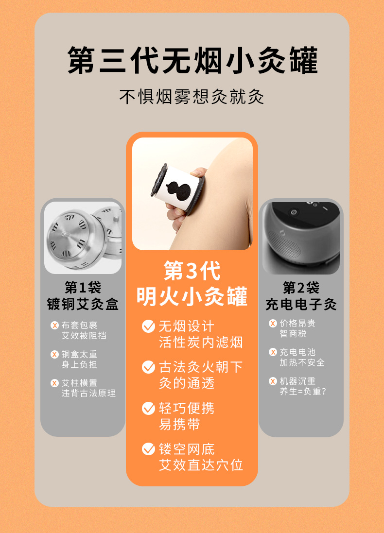 Smokeless gourd portable anti-scalding moxibustion box, full-body universal moxa stick hanging moxibustion cup, substitute moxibustion cup pic 3