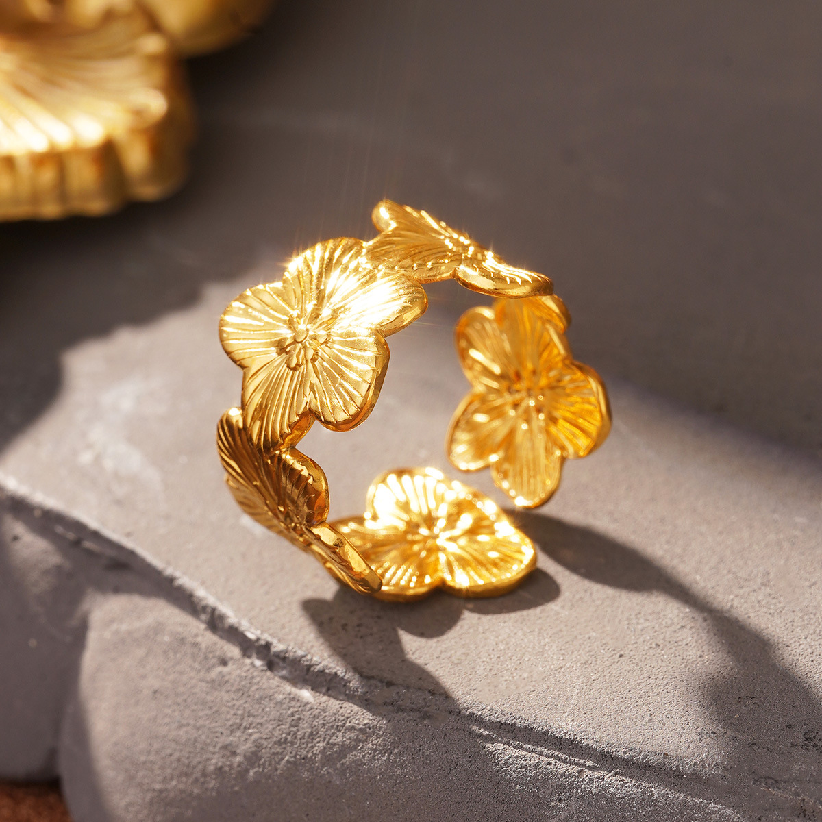 Cross-border European and American fashion golden titanium steel geometric opening adjustable ring, a niche and high-end stainless steel ring pic 26