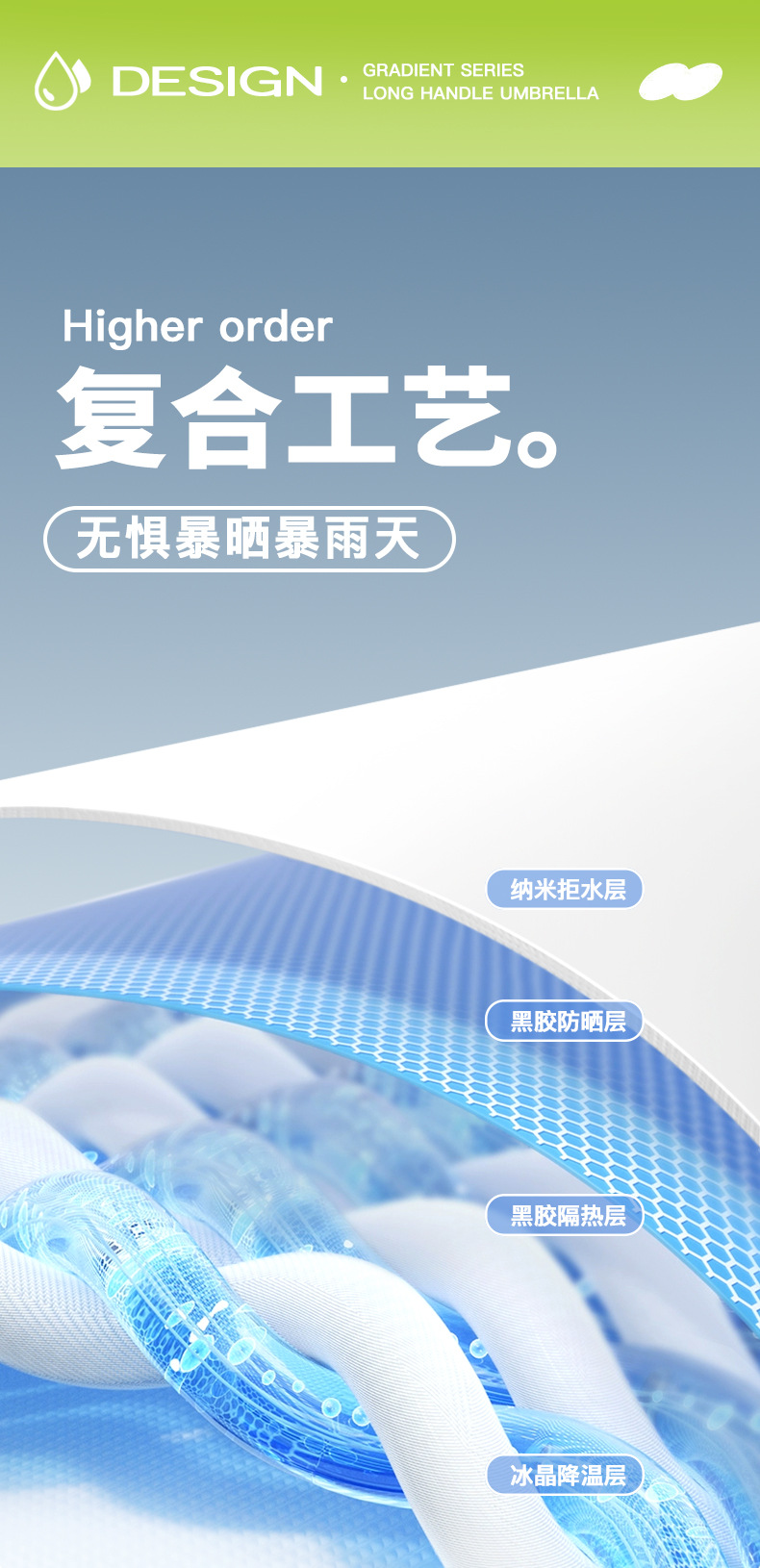 花觉新款16骨渐变黑胶直杆伞防晒防紫外线长柄伞晴雨两用广告LOGO详情5