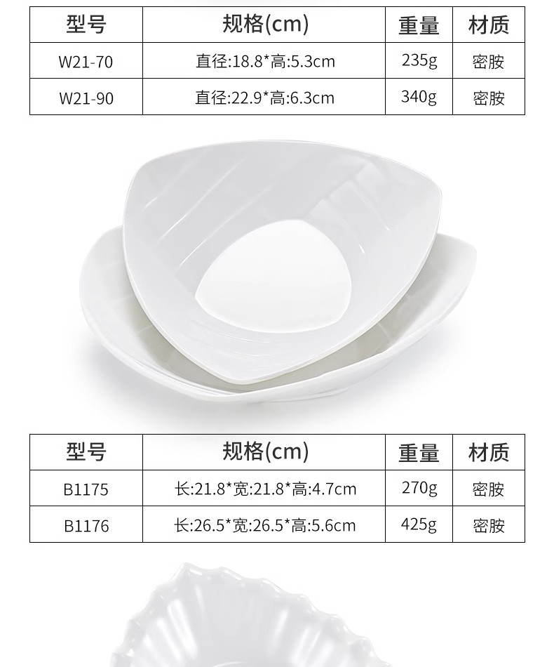 Melamine tableware, white imitation porcelain irregular-shaped plates, hotel and restaurant commercial irregular cold dish plates, creative plates pic 9
