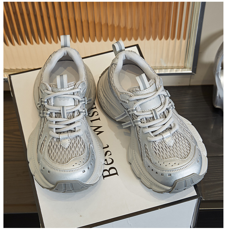 吸膜底老爹鞋女2025春夏新款透气网面运动鞋复古休闲女鞋百搭鞋子详情36