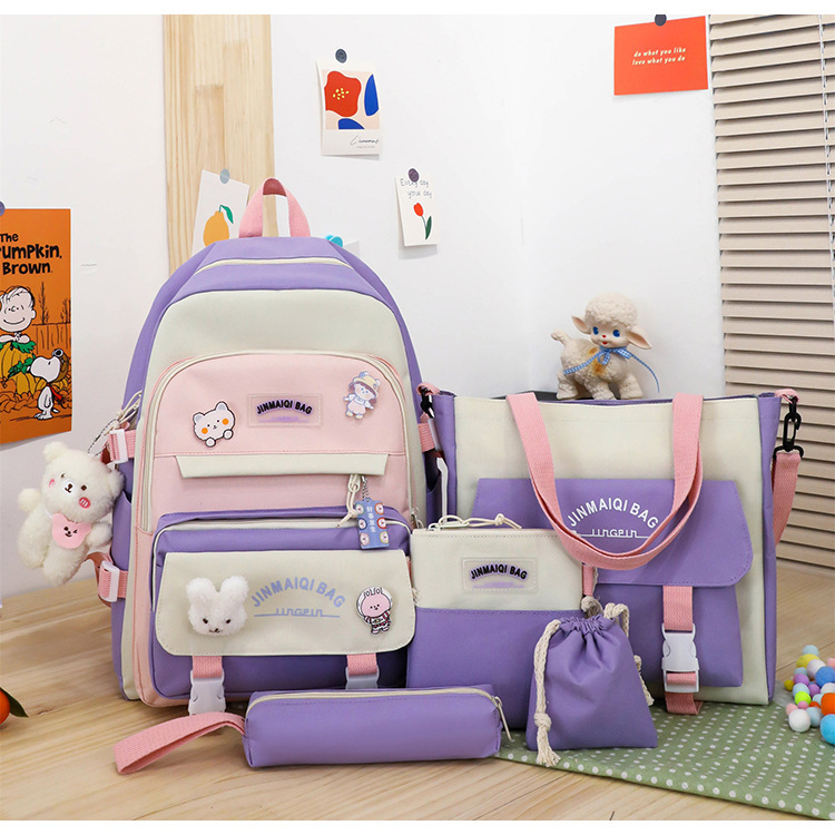 可爱书包双肩包女生ins五件套背包女日系甜美女生补课校园双肩包详情35