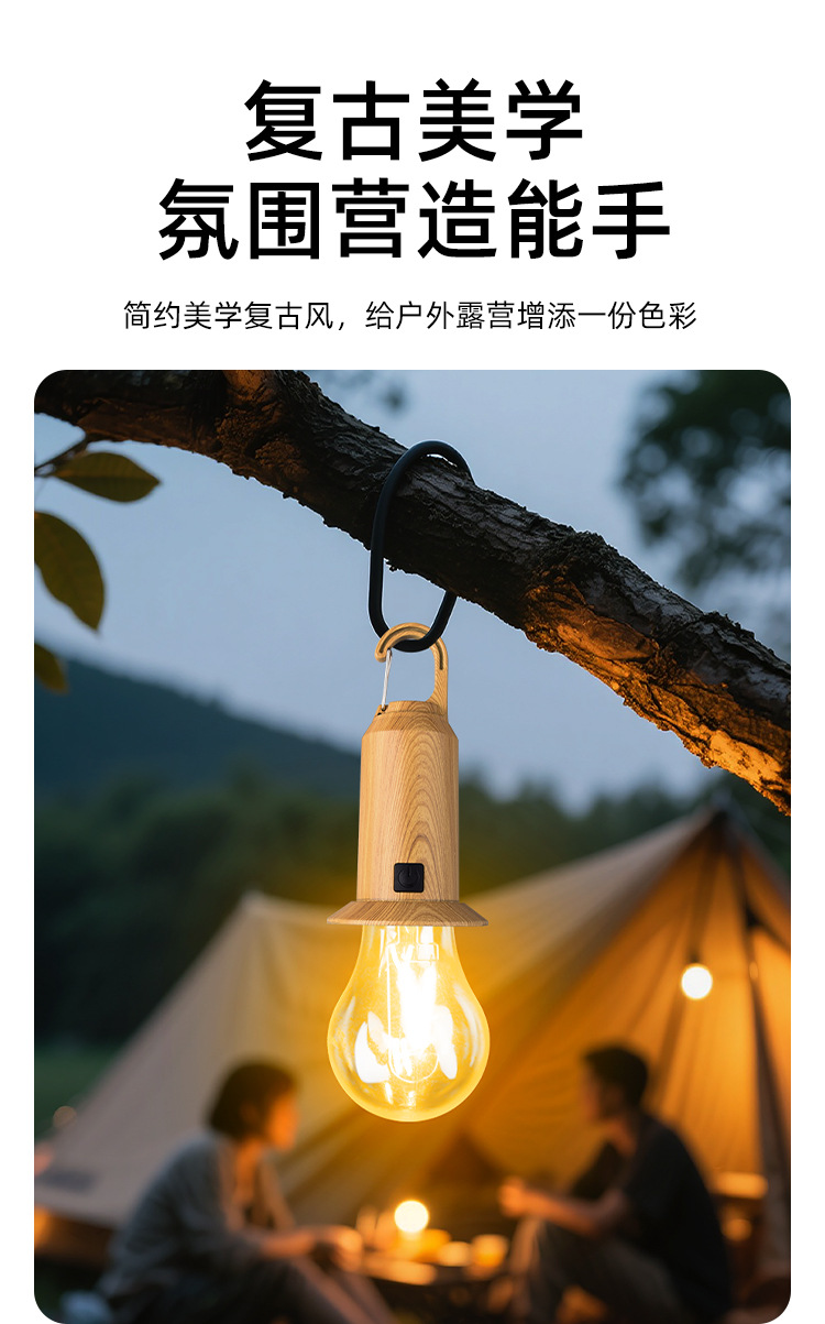 新款太阳能充电灯泡遥控防雨露营球泡灯营地挂钩式暖光钨丝灯泡详情5