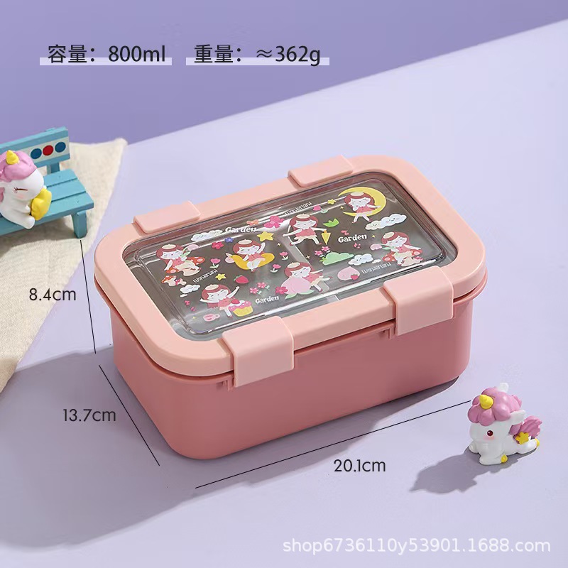 304不锈钢儿童饭盒女生长方形便当盒可微波炉餐盒lunchbox详情1