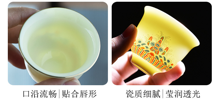 Customized LOGO gemstone yellow Kung Fu tea set for annual meeting business, commercial company team-building gifts and souvenirs pic 17