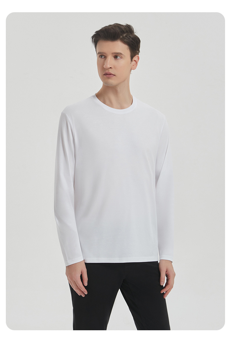 190g重纯棉棉男士春秋款纯色长袖t恤男士宽松打底衫休闲上衣服详情8
