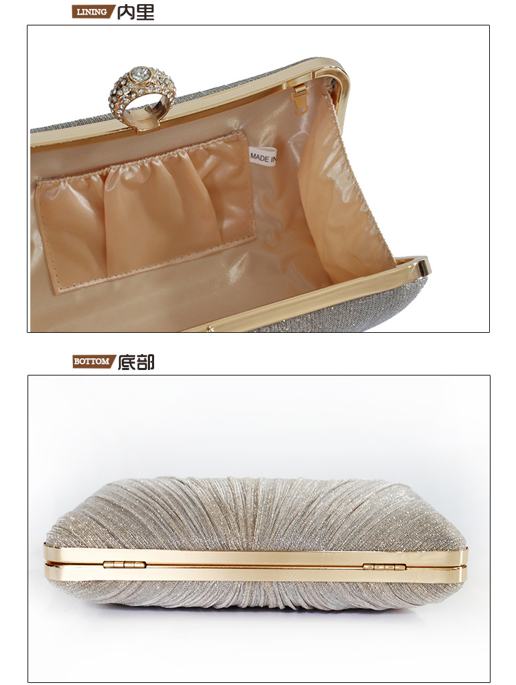 爆款晚宴包新款跨境外贸纯手工褶皱手拿包女士戒指头宴会包包详情5