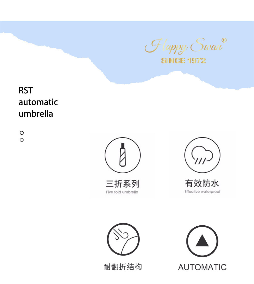 经典英伦格纹三折自开伞半自动雨伞出口auto open umbrella详情3