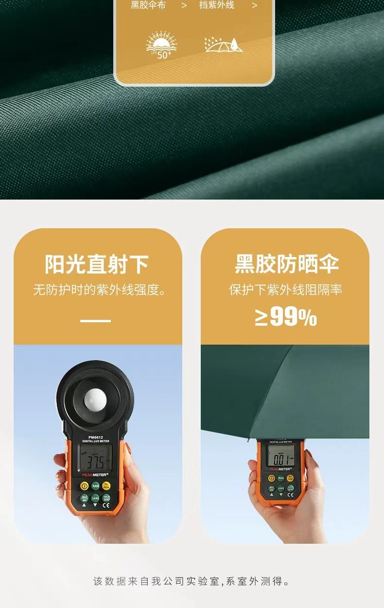 Three-fold fully automatic black rubber sun protection and shade umbrella, all-weather folding sun umbrella, umbrella printed logo advertising umbrella pic 6