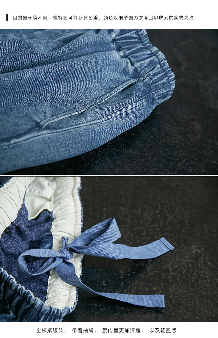 2025春秋款少年蓝色文艺小众松紧腰传统水洗磨毛休闲牛仔裤详情33
