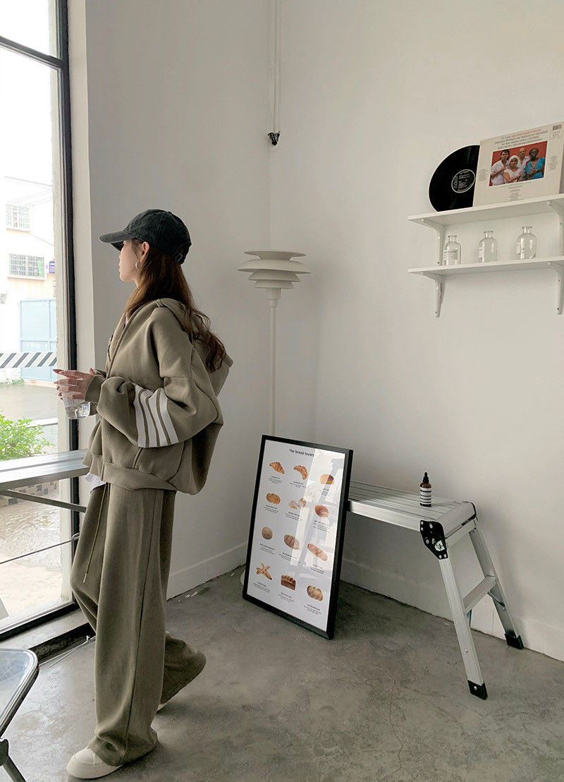 加厚运动套装女春秋冬款韩版学生宽松时尚跑步休闲两件套卫衣连帽详情8