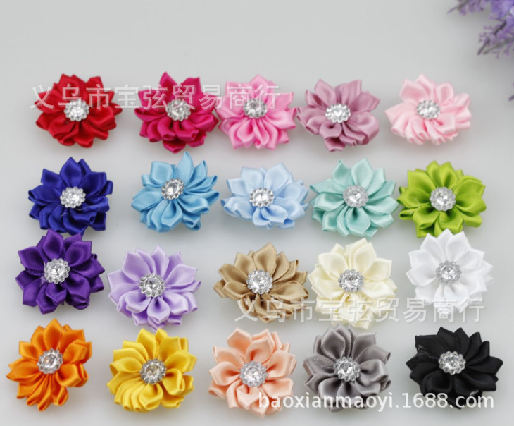 3CM DIY headwear with diamond-encrusted rose flowers, handcrafted fabric with diamond-encrusted 9-cornered small flowers, clothing accessories, ornaments and accessories pic 9