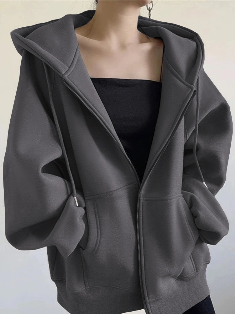 春秋薄款纯棉外套oversize大码宽松开衫卫衣ins胖mm上衣男女同款详情7