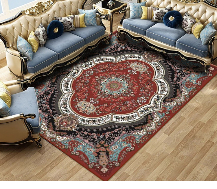 The living room, bedroom and bed are covered with large areas of Bohemian retro ethnic style carpets. The coffee table, sofa and floor MATS are all covered with carpets pic 8