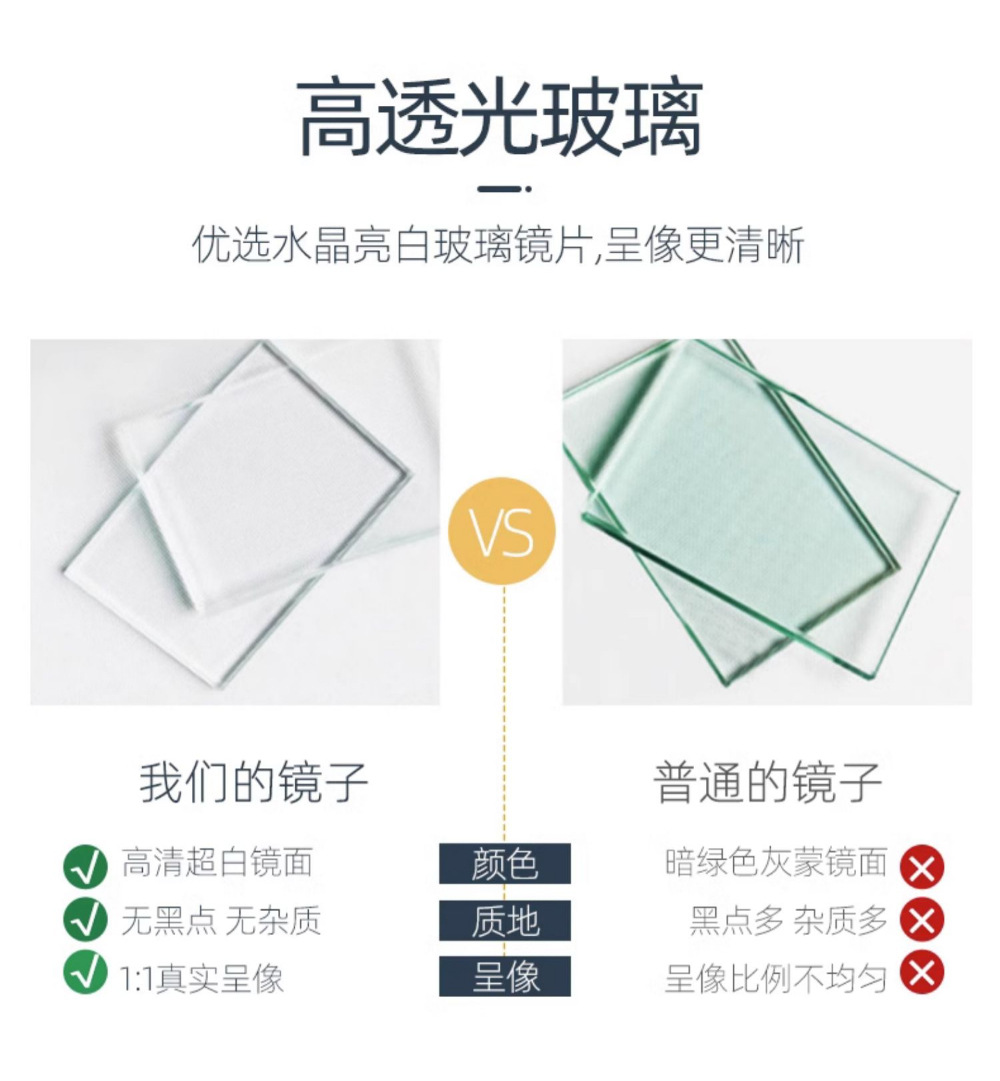浴室镜子贴墙自粘卫生间方形发廊壁挂免打孔洗漱台挂墙式化妆镜详情13