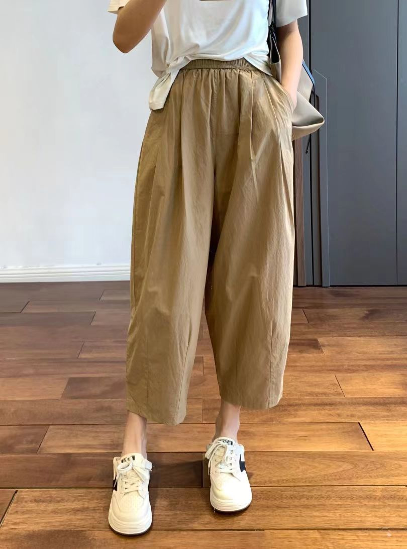 薄款阔腿九分裤女夏纯棉休闲直筒萝卜裤小个子日系显瘦宽松工装裤详情15
