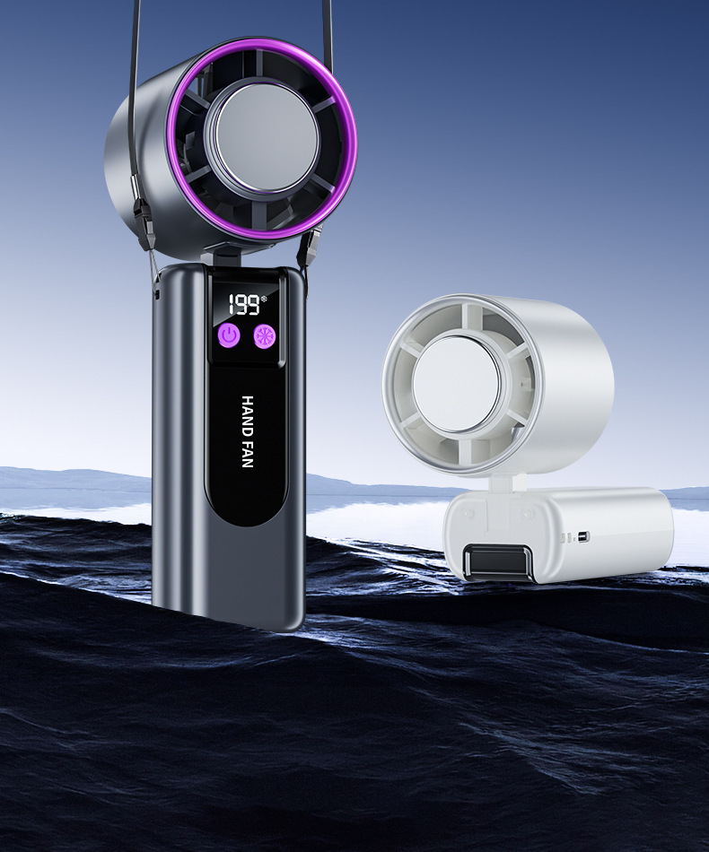 2025 New ice pack high-speed fan, semiconductor cooling handheld fan, portable charging foldable small fan pic 4