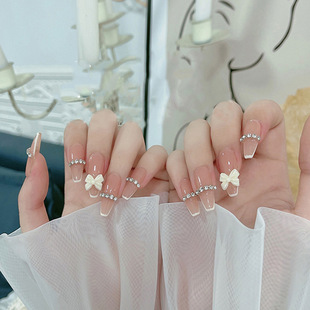Wearable nail stickers, ballet nails, ice-transparent, shiny cloud nail plates, artificial nails, detachable finished nail pic 24