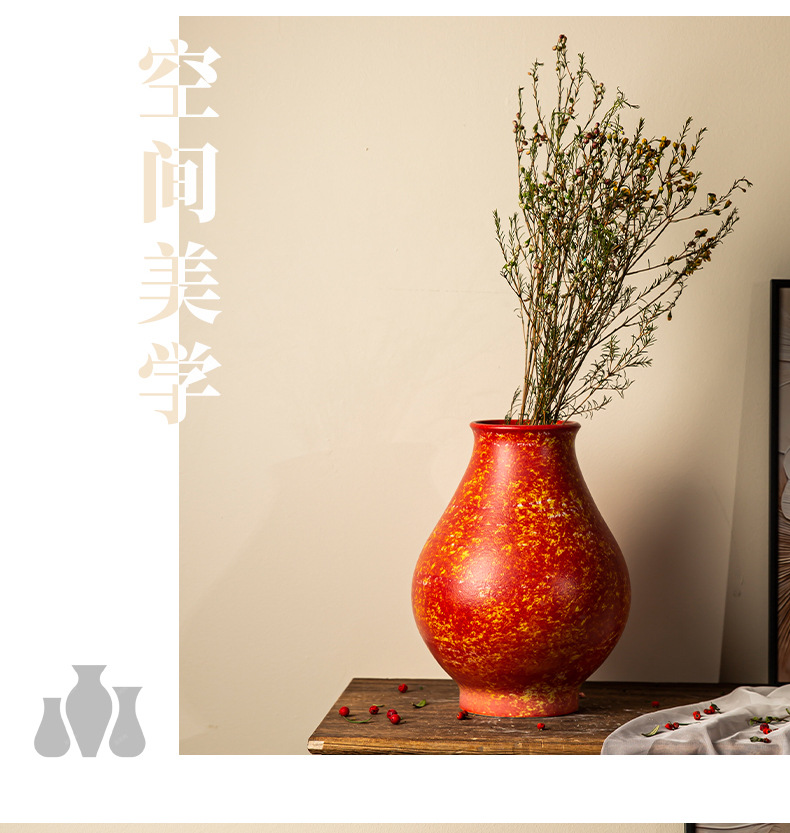 Jingdezhen ceramic vases, soda green rough pottery flower vases, living room home flower arrangement ornaments, retro jars for decoration pic 10